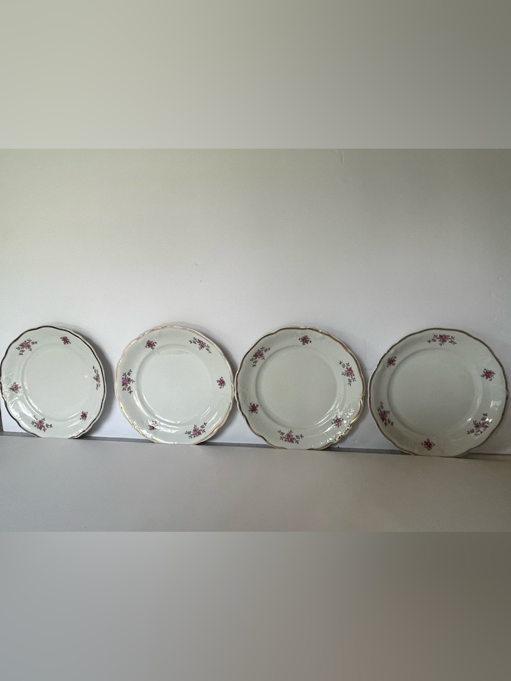 Vintage Wawel Poland Sheraton Rose Porcelain Bread Plates Set of 4